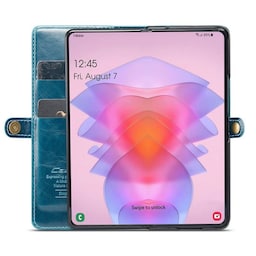 Wallet 3-kort ægte læder Samsung Galaxy Z Fold 4 - Blå