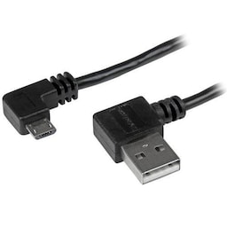 StarTech.com USB2AUB2RA2M, 2 m, USB A, Micro-USB B, USB 2.0, Hanstik/Hanstik, Sort