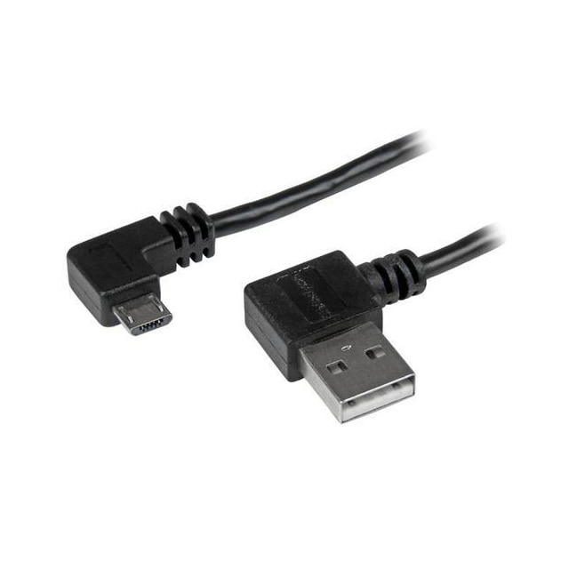 StarTech.com USB2AUB2RA2M, 2 m, USB A, Micro-USB B, USB 2.0, Hanstik/Hanstik, Sort