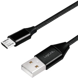 USB-MicroUSB Lade/synkroniseringskabel 15W 0,3m TextiL