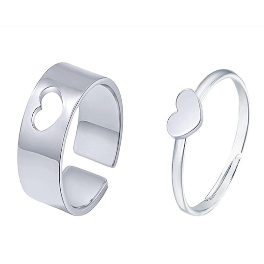Hjerte matchende ringe til par Sølv 2 stk | Elgiganten