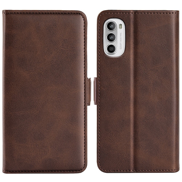 SKALO Motorola Moto G52 Premium Wallet Flip Cover - Brun