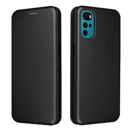 SKALO Motorola Moto G22 Carbon Fiber Pungetui - Sort