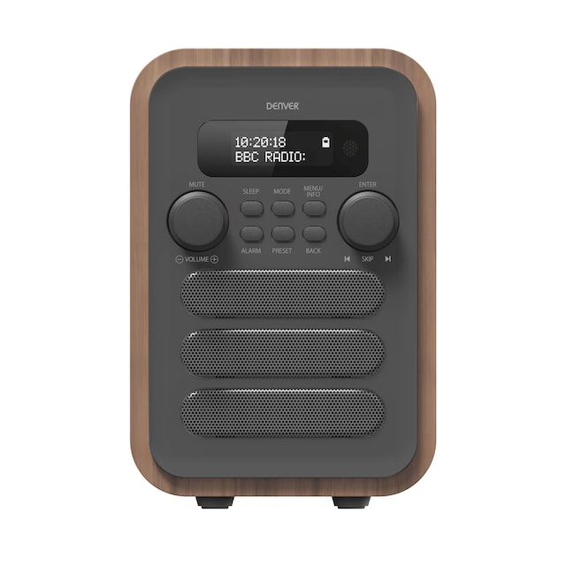 Denver FM/DAB+ Radio Bluetooth Træ/grå