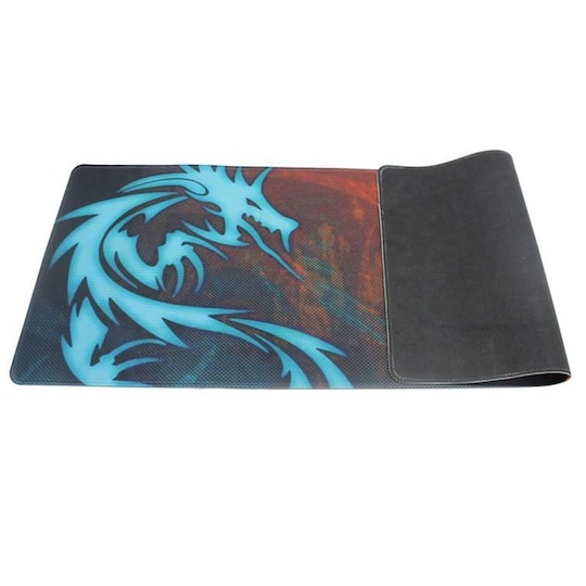 Stor musemåtte Cool Dragon motiv Sort / Blå / Rød 30x70 cm | Elgiganten