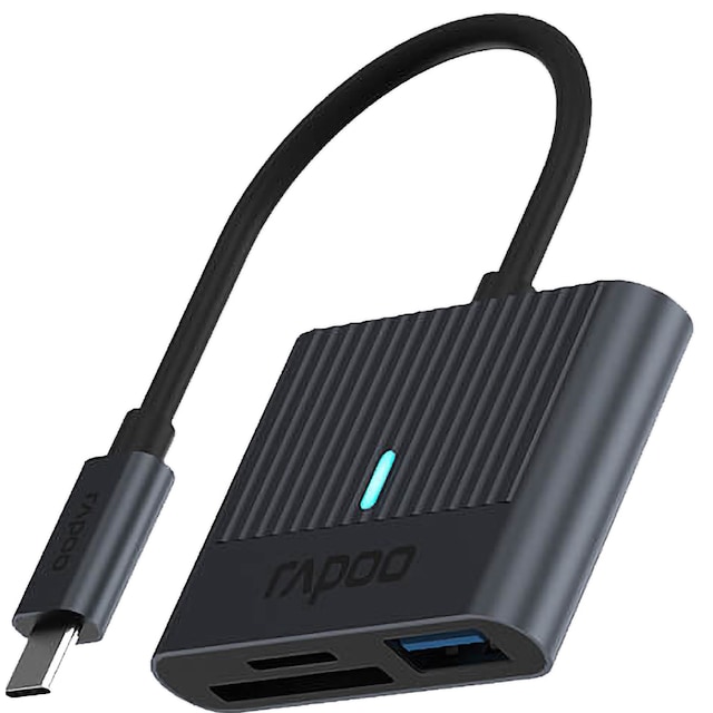 RAPOO UCR-3001 3-i-1 USB-C-hukommelseskortlæser (sort)