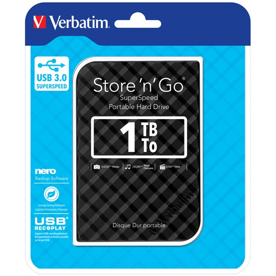 Verbatim Store n Go ekstern harddisk 1000 GB Sort | Elgiganten