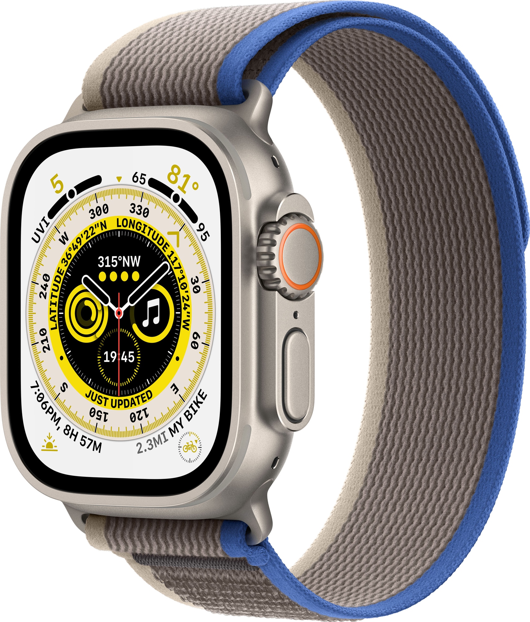 Apple Watch Ultra 49mm GPS+CEL Titanium M/L (Blue/Gray / Trail Loop) |  Elgiganten