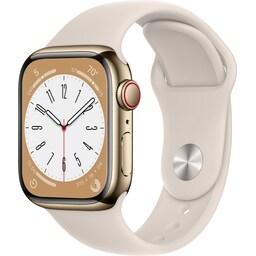 Apple Watch Series 8 41mm Cellular (gold stainless steel/starlight sportsbånd)