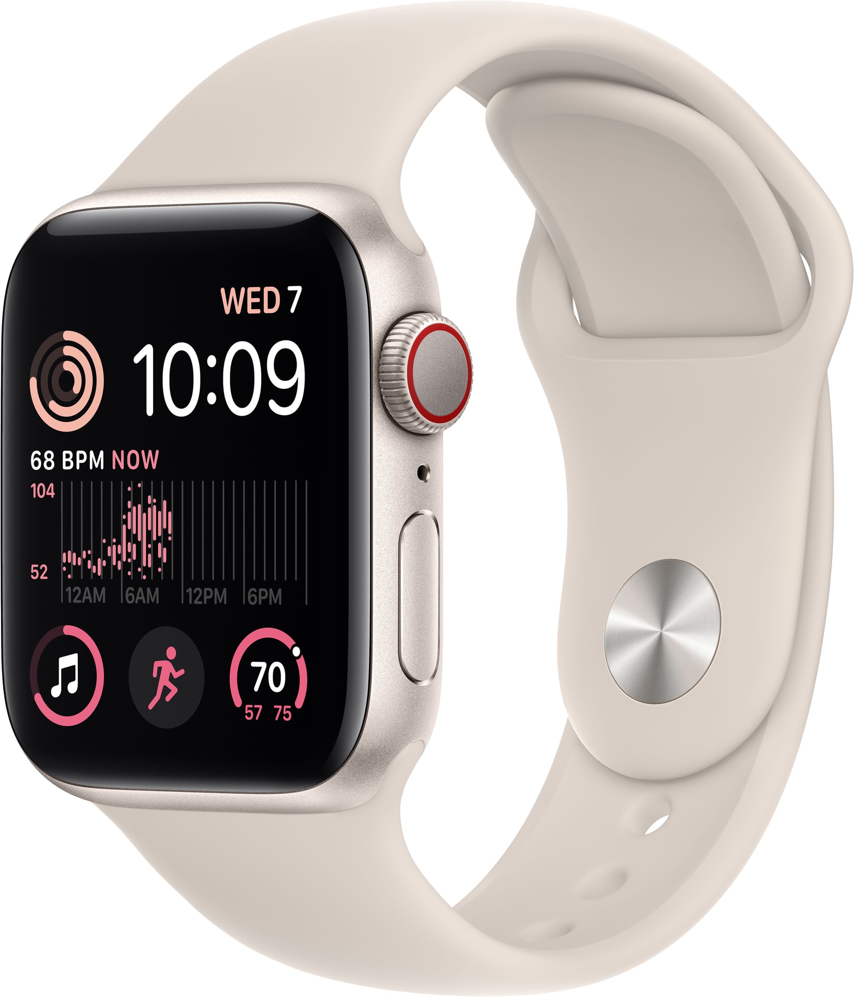 Apple Watch SE 2nd Gen 40 mm LTE (Starlight Alu/Starlight sportsbånd) |  Elgiganten