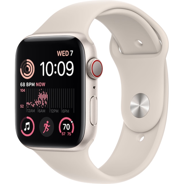 Apple Watch SE 2nd Gen 44 mm LTE (Starlight Alu/Starlight sportsbånd)