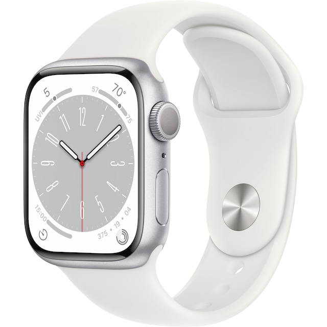 Apple Watch Series 8 41mm GPS (silver alu./white sportsbånd)