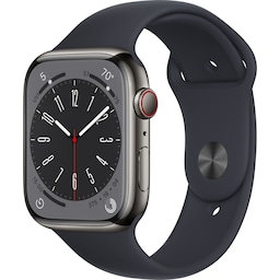 Apple Watch Series 8 45mm Cellular (graphite stainless steel/midnight sportsbånd)