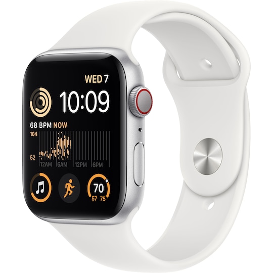 Apple Watch SE 2nd Gen 44 mm LTE (Silver Alu/White sportsbånd)