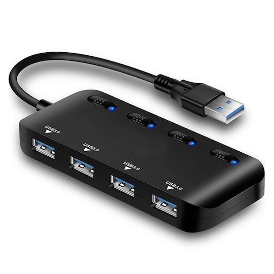 4-port USB 3.0 Hub med Switch | Elgiganten