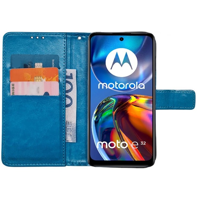 Wallet cover 3-kort Motorola Moto E32 - Lyseblå