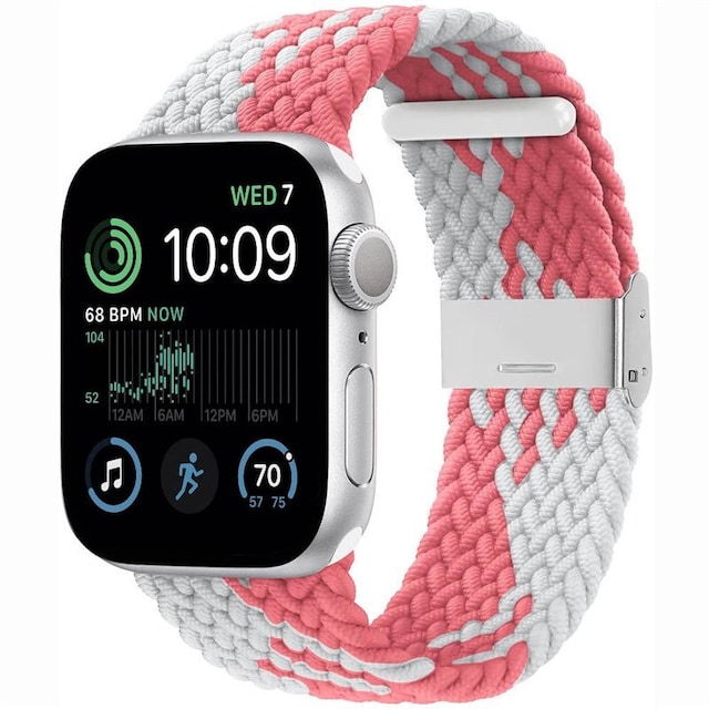 Flettet Elastik Armbånd Apple Watch SE 2022 44mm - pinkwhite