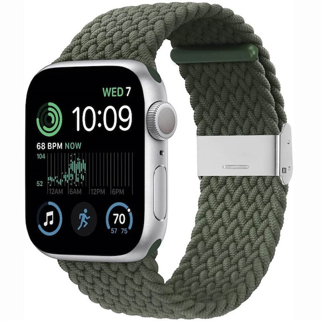 Flettet Elastik Armbånd Apple Watch SE 2022 44mm - Army