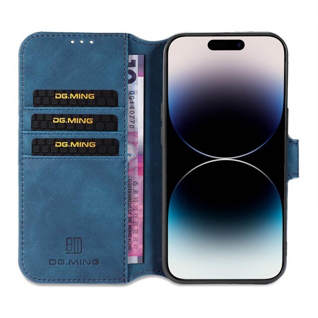 DG-Ming Wallet cover 3-kort Apple iPhone 14 Pro Max - Blå