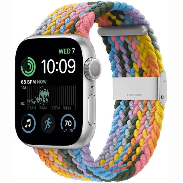 Flettet Elastik Armbånd Apple Watch SE 2022 44mm - light rainbow