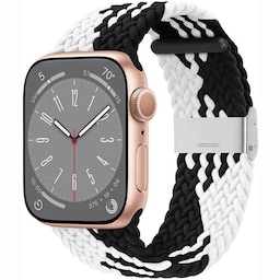Flettet Elastik Armbånd Apple Watch 8 (45mm) - Sorthvid