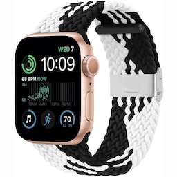 Flettet Elastik Armbånd Apple Watch SE 2022 44mm - Sorthvid