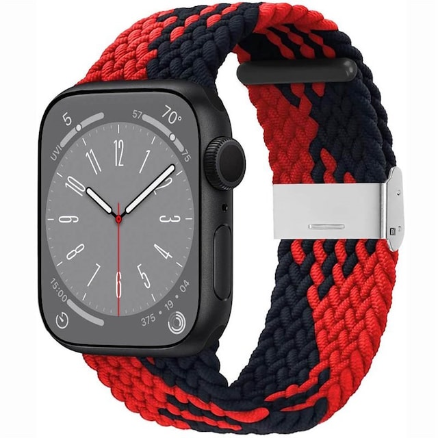 Flettet Elastik Armbånd Apple Watch 8 (41mm) - Rød/Sort