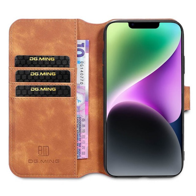 DG-Ming Wallet cover 3-kort Apple iPhone 14 Plus - Brun