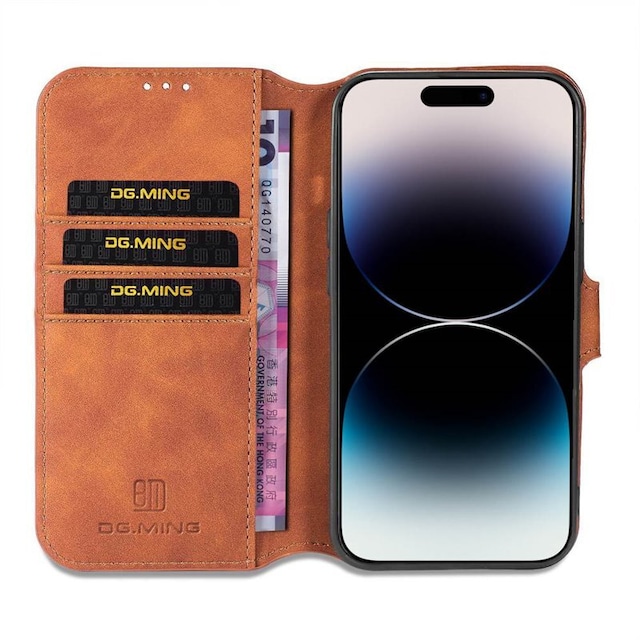 DG-Ming Wallet cover 3-kort Apple iPhone 14 Pro Max - Brun