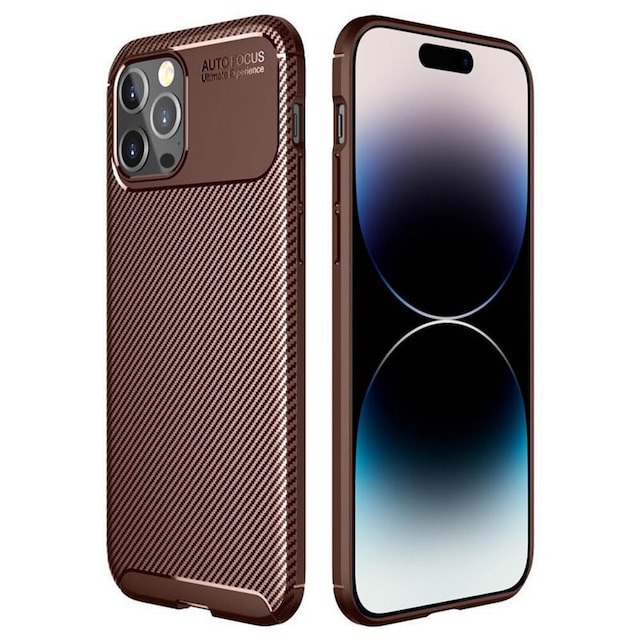 Carbon silikone cover Apple iPhone 14 Pro Max - Brun