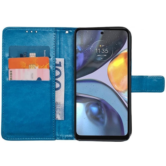 Wallet cover 3-kort Motorola Moto G22 - Lyseblå