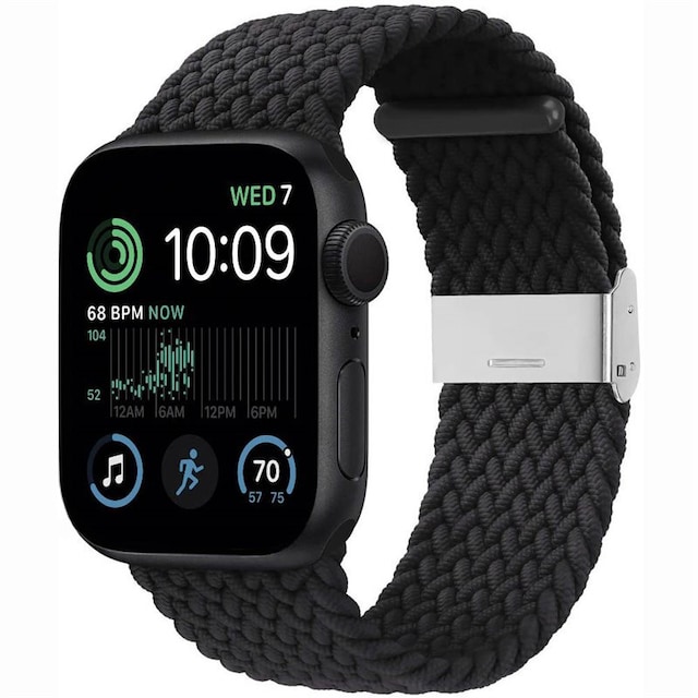 Flettet Elastik Armbånd Apple Watch SE 2022 40mm - Sort