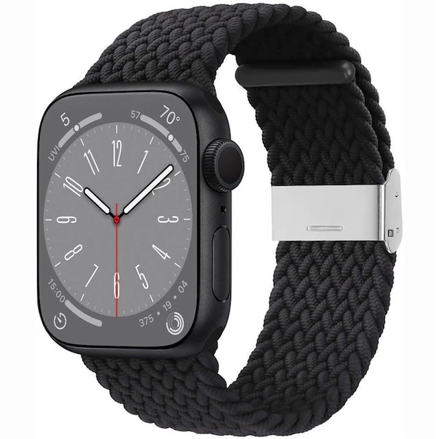 Flettet Elastik Armbånd Apple Watch 8 (41mm) - Sort