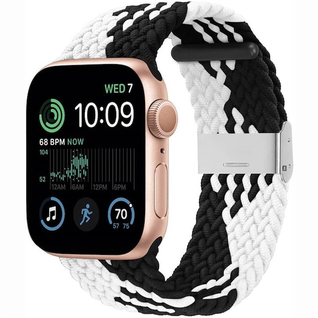 Flettet Elastik Armbånd Apple Watch SE 2022 40mm - Sorthvid