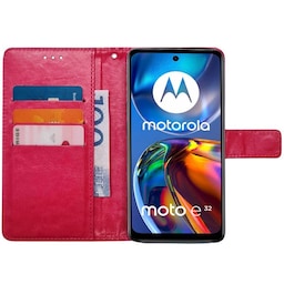 Wallet cover 3-kort Motorola Moto E32 - Lyserød
