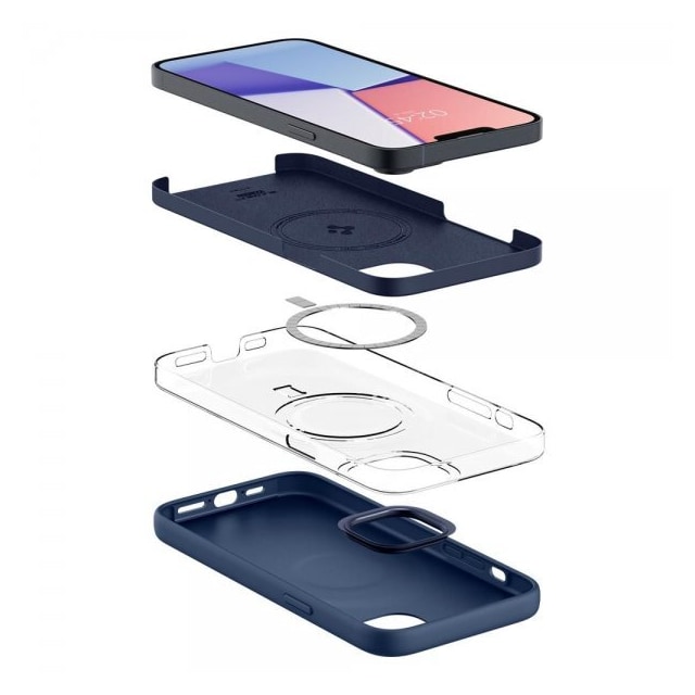 Spigen iPhone 14 Plus Cover Silicone Fit MagFit Navy Blue