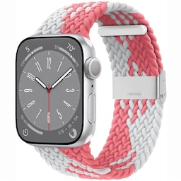 Flettet Elastik Armbånd Apple Watch 8 (45mm) - pinkwhite