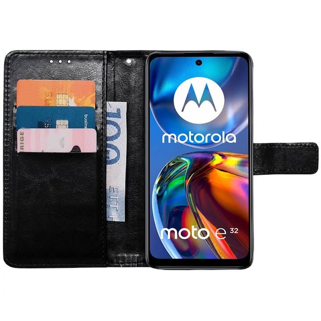 Wallet cover 3-kort Motorola Moto E32 - Sort