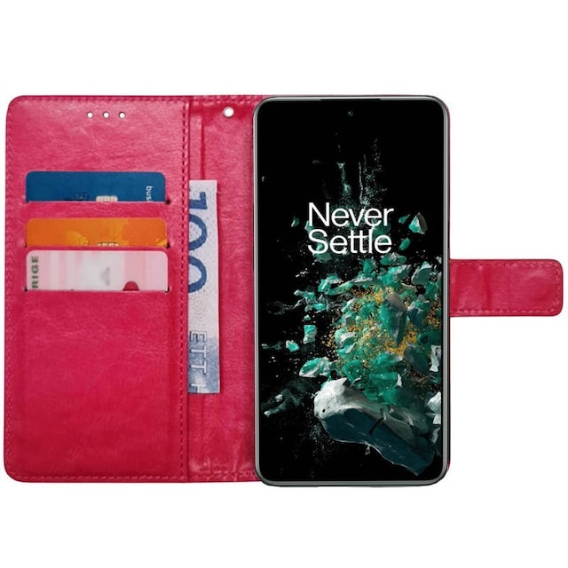 Wallet cover 3-kort OnePlus 10T 5G - Lyserød