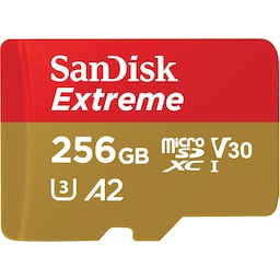 SanDisk Extreme 256 GB microSDXC™ UHS-I-kort med adapter