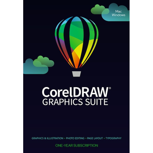 CorelDRAW® Graphics Suite 365-Day Subscription - PC Windows,Mac OSX,iO