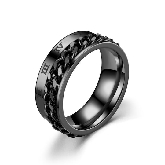 Ringe til mænd i rustfrit stål, der lindrer ængstelse Cool Chain Fashion  Ring Sort 23 mm | Elgiganten