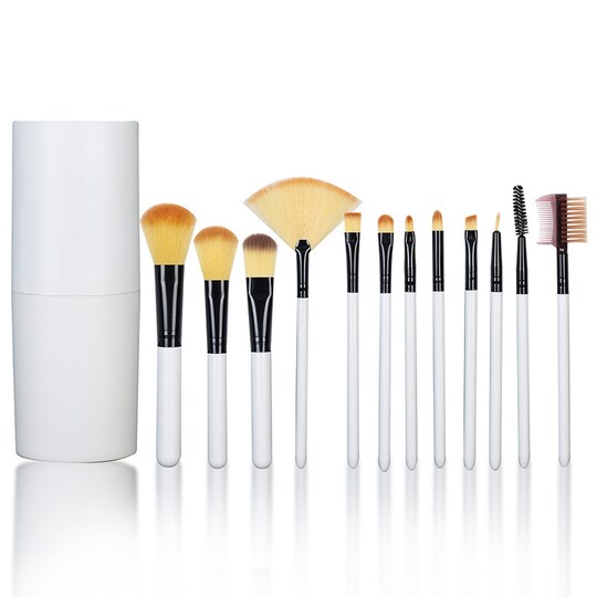 Make-up børster Sæt med opbevaringsboks 13 dele hvid | Elgiganten
