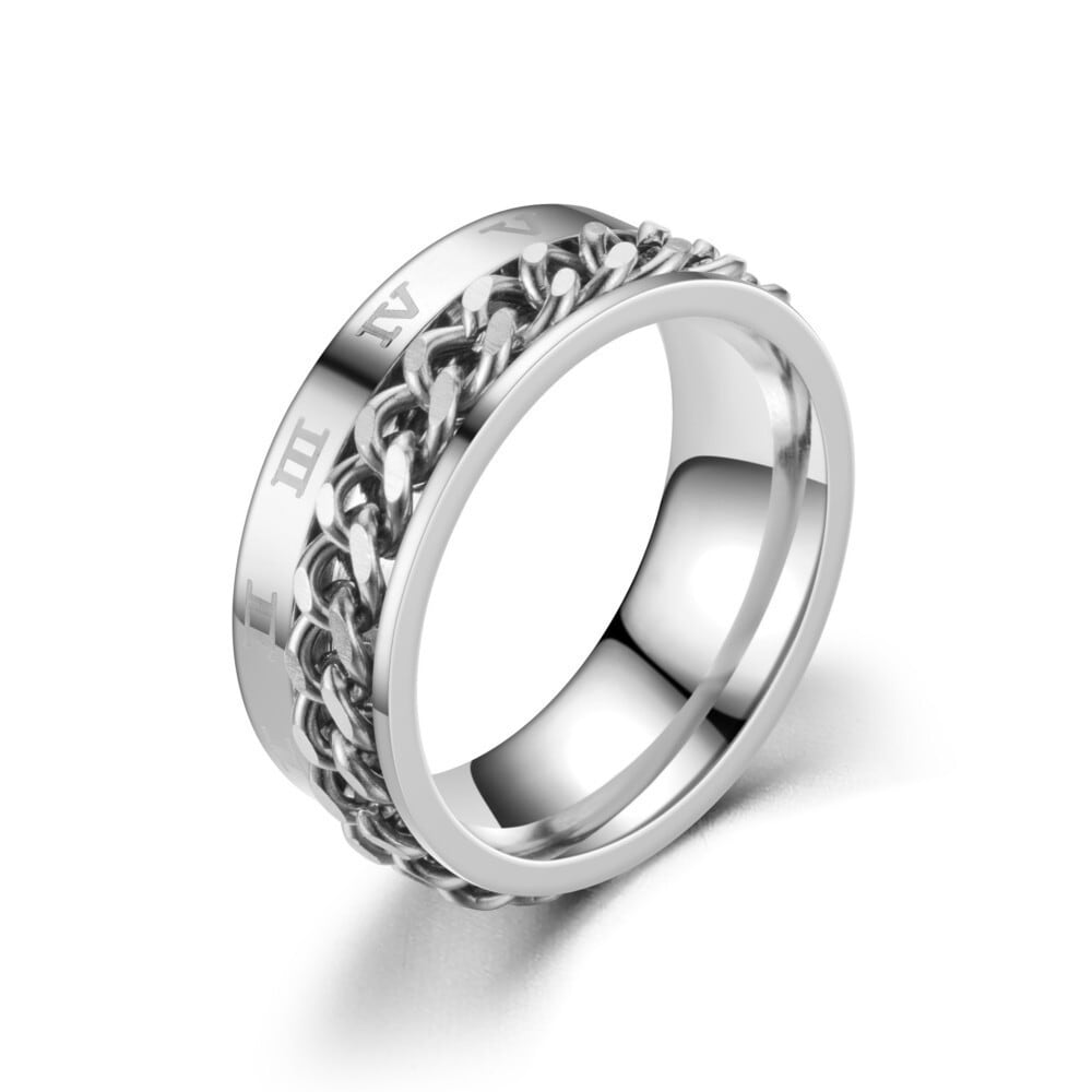 Rotation Chain Promise Ringe til mænd Rustfrit stål Ring angstlindring Sølv  23 mm | Elgiganten