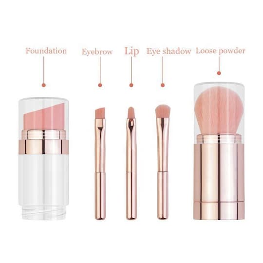 Makeup børster Sæt med Foundation Brush Eye Shadow Concealer 5 stk Rose  guld | Elgiganten
