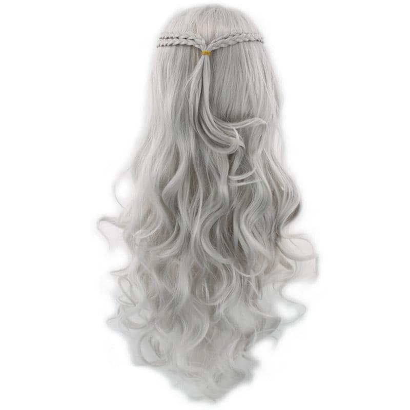 Paryk med langt krøllet hår sølvgrå 72 cm | Elgiganten