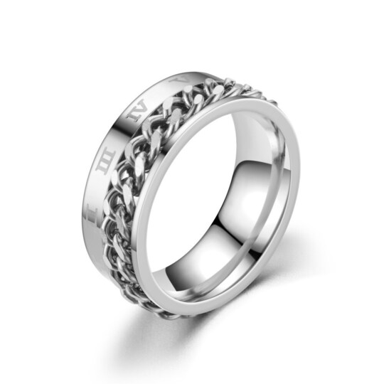 Ringe til mænd i rustfrit stål Angst stresslindrende Cool Chain Fashion  Ring Sølv 25 mm | Elgiganten