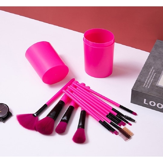 Professionelle makeup børster sæt makeup værktøjssæt med opbevaringsboks 13  stk Lyserød | Elgiganten