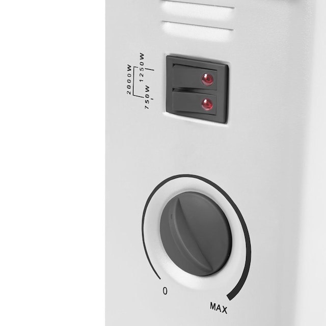 VONROC El-radiator - 2000W - Hvid - Justerbar termostat - 3 varmeindstillinger - Til rum op til 24m2 - Ekstra tykt stål