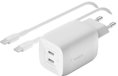 Belkin 65W Dual USB-C oplader (kabel medfølger)